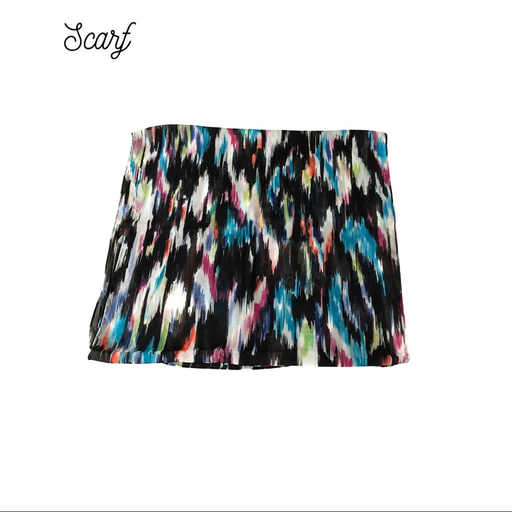 •. COLORFUL ABSTRACT PRINT SCARF